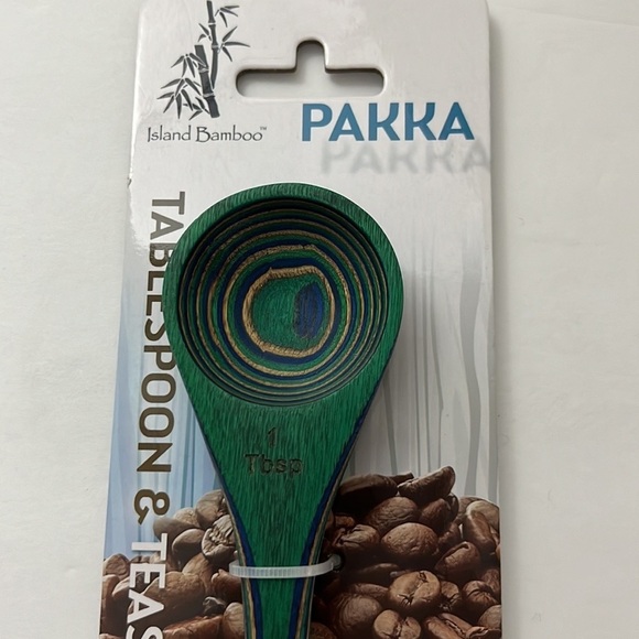 NWT Island Bamboo 9" Peacock Pakkawood 2 in 1 Double Sided Measuring Spoon - Picture 3 of 5
